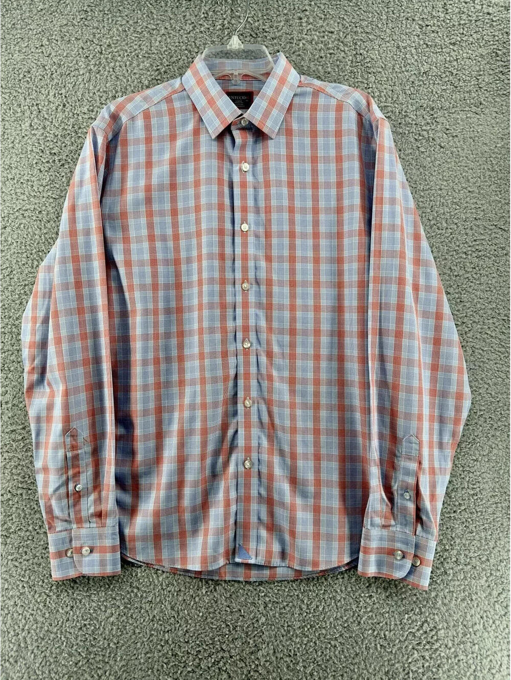UNTUCKit Shirt Mens Large Red Blue Checker Long Sleeve Button Up